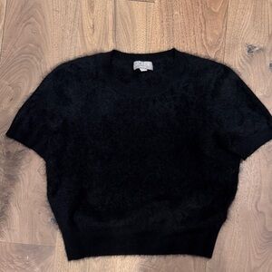 J. Crew Black brushed cashmere short sleeve sweater. Worn 1x. Shrunken look.